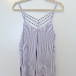 Blue and White Express Tank with Cut Out Details